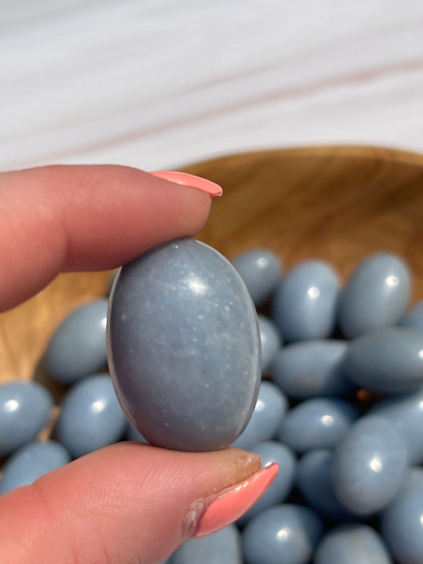 Angelite Tumbled Stone: Calming Meditation Crystal, Pocket Stone