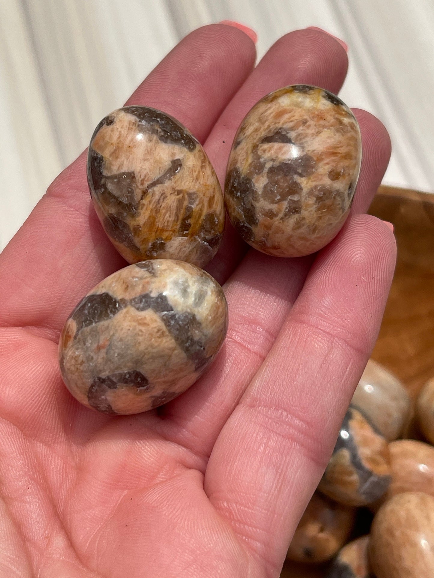 Peach Moonstone & Smoky Quartz Tumbled Stone