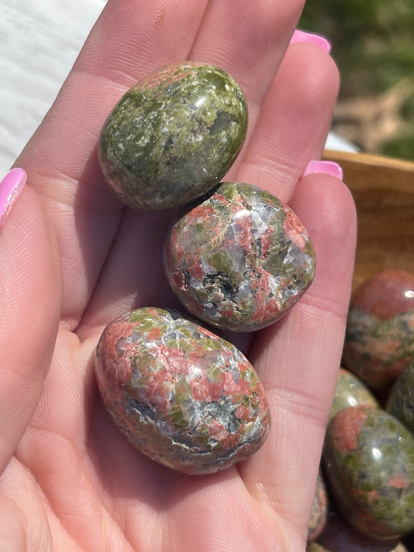 Unakite Crystal Tumbled Stone: Heart Chakra Meditation