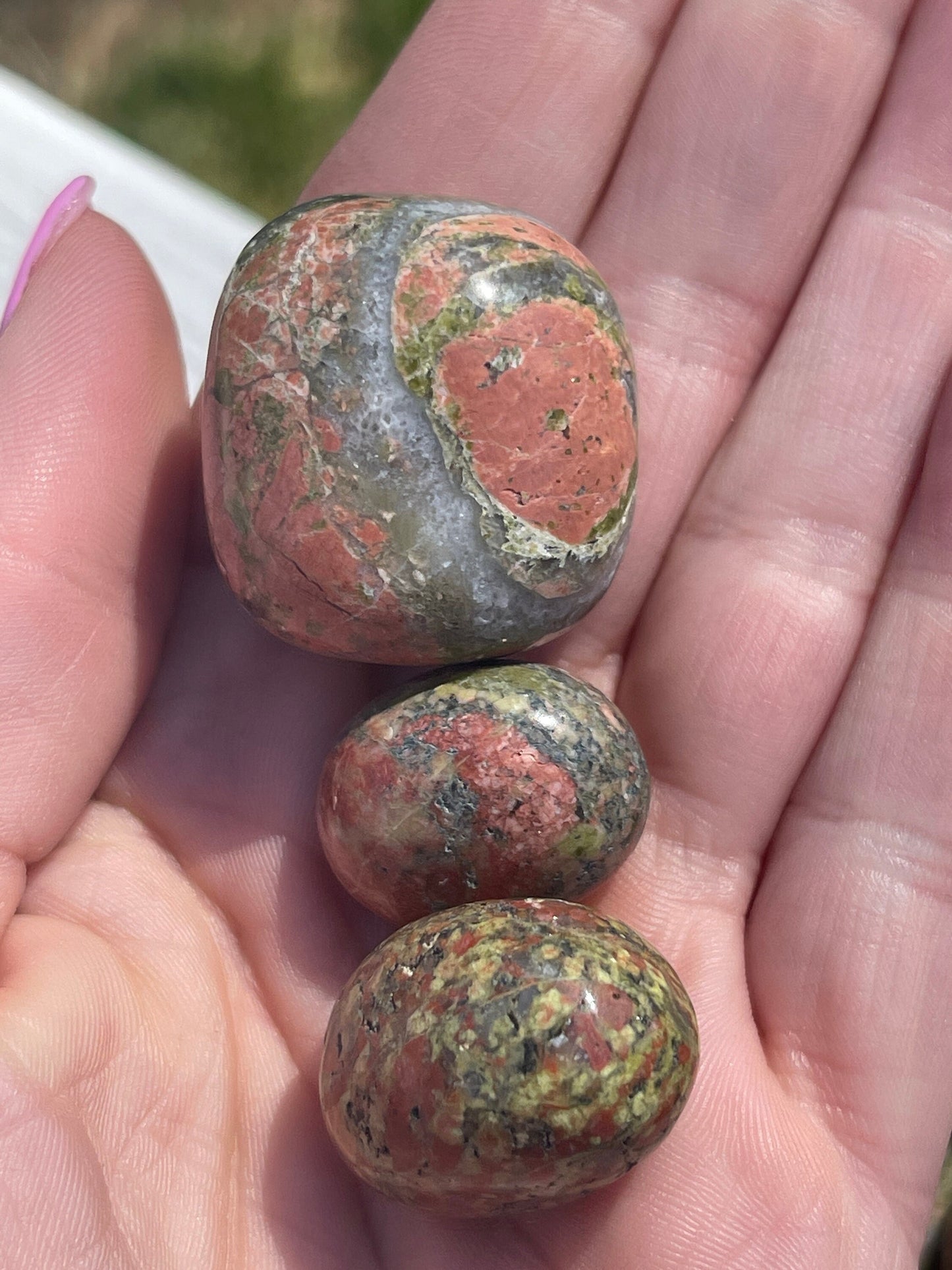 Unakite Crystal Tumbled Stone: Heart Chakra Meditation