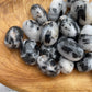 Black Tourmaline in Quartz Tumbled Stone: Meditation Pocket Stone