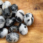 Black Tourmaline in Quartz Tumbled Stone: Meditation Pocket Stone