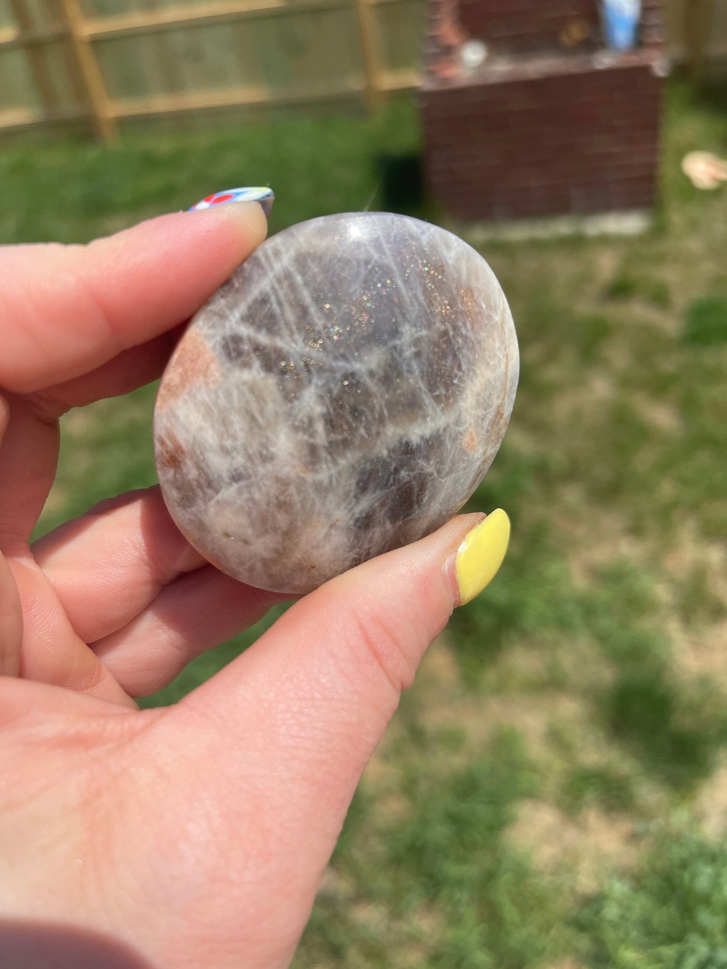 Moonstone Sunstone Palm Stone