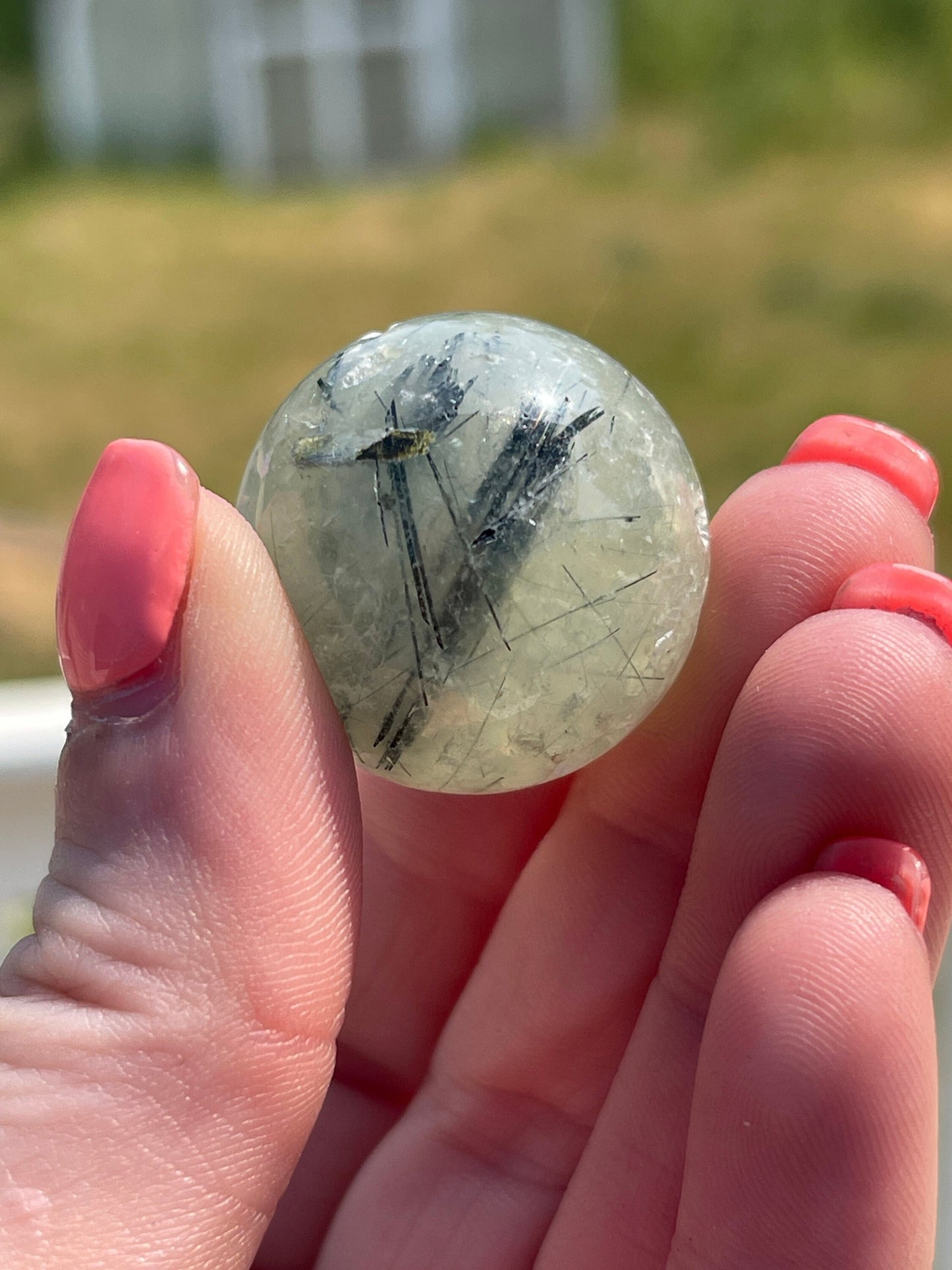 Mini Prehnite Crystal Sphere: Meditation Stone Carving (0.8in)
