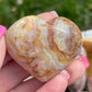 Crazy Lace Agate Heart Palm Stone: Chakra Cleansing Crystal Carving