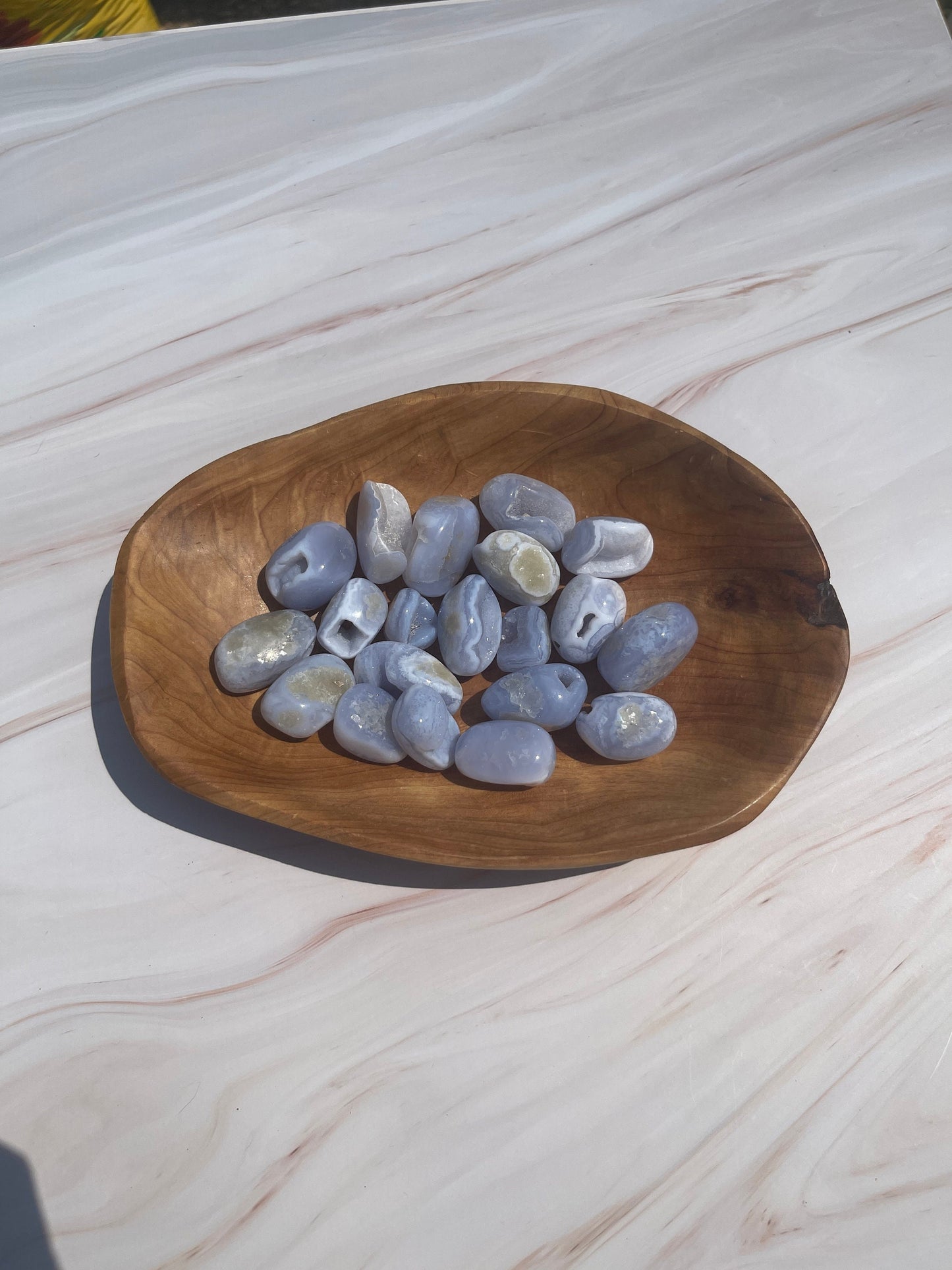 Blue Lace Agate Tumbled Stone: Calming Meditation Crystal