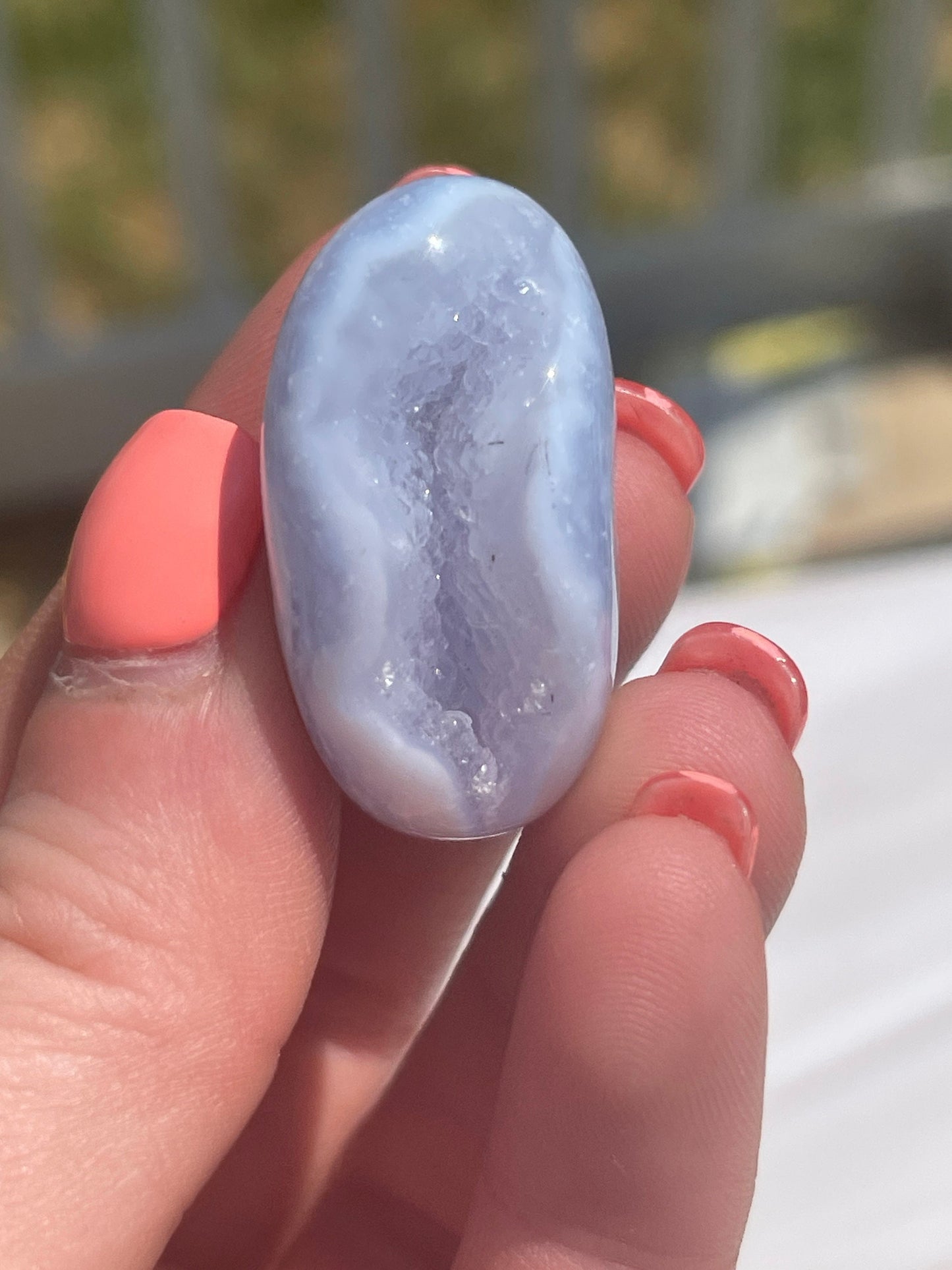 Blue Lace Agate Tumbled Stone: Calming Meditation Crystal