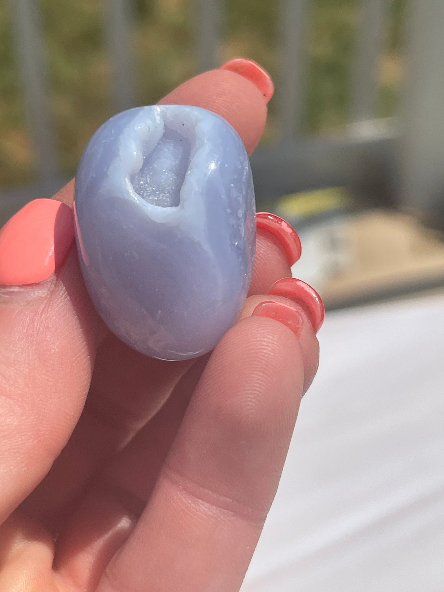 Blue Lace Agate Tumbled Stone: Calming Meditation Crystal