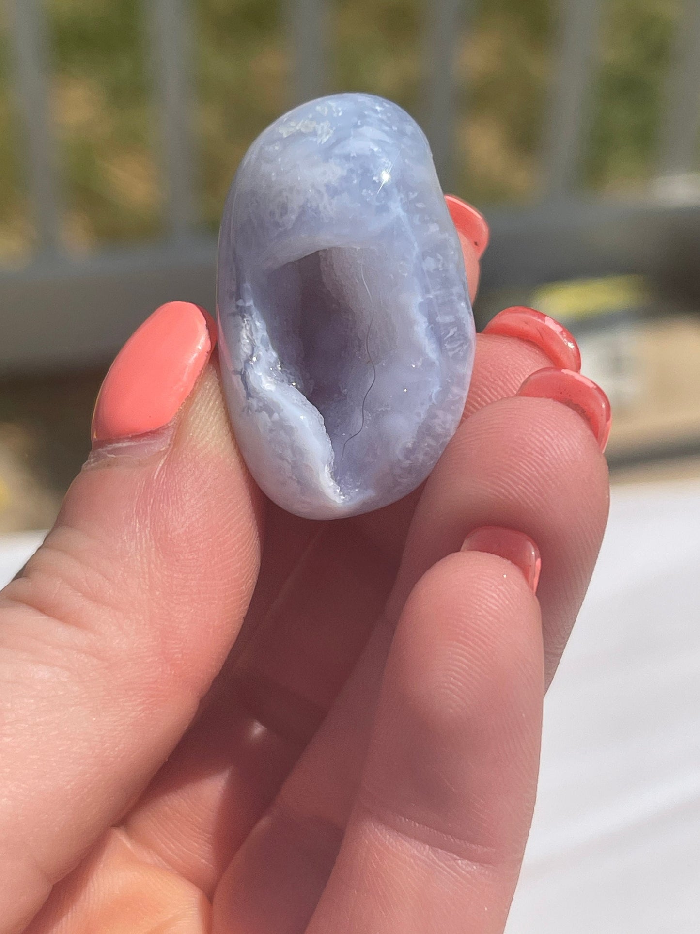 Blue Lace Agate Tumbled Stone: Calming Meditation Crystal