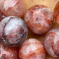 1 Mini fire quartz sphere | crystal carving | meditation stone | red hematoid sphere