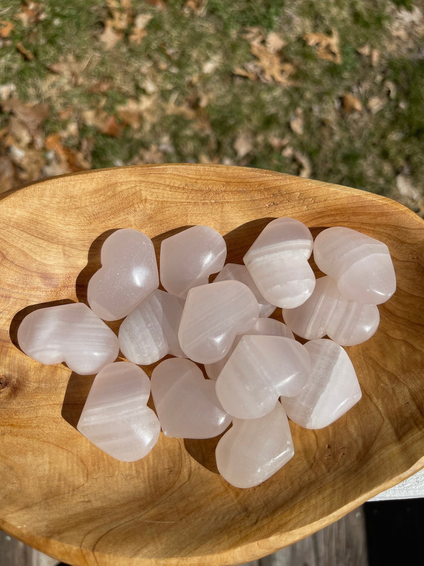 Pink Calcite Crystal Heart Carving