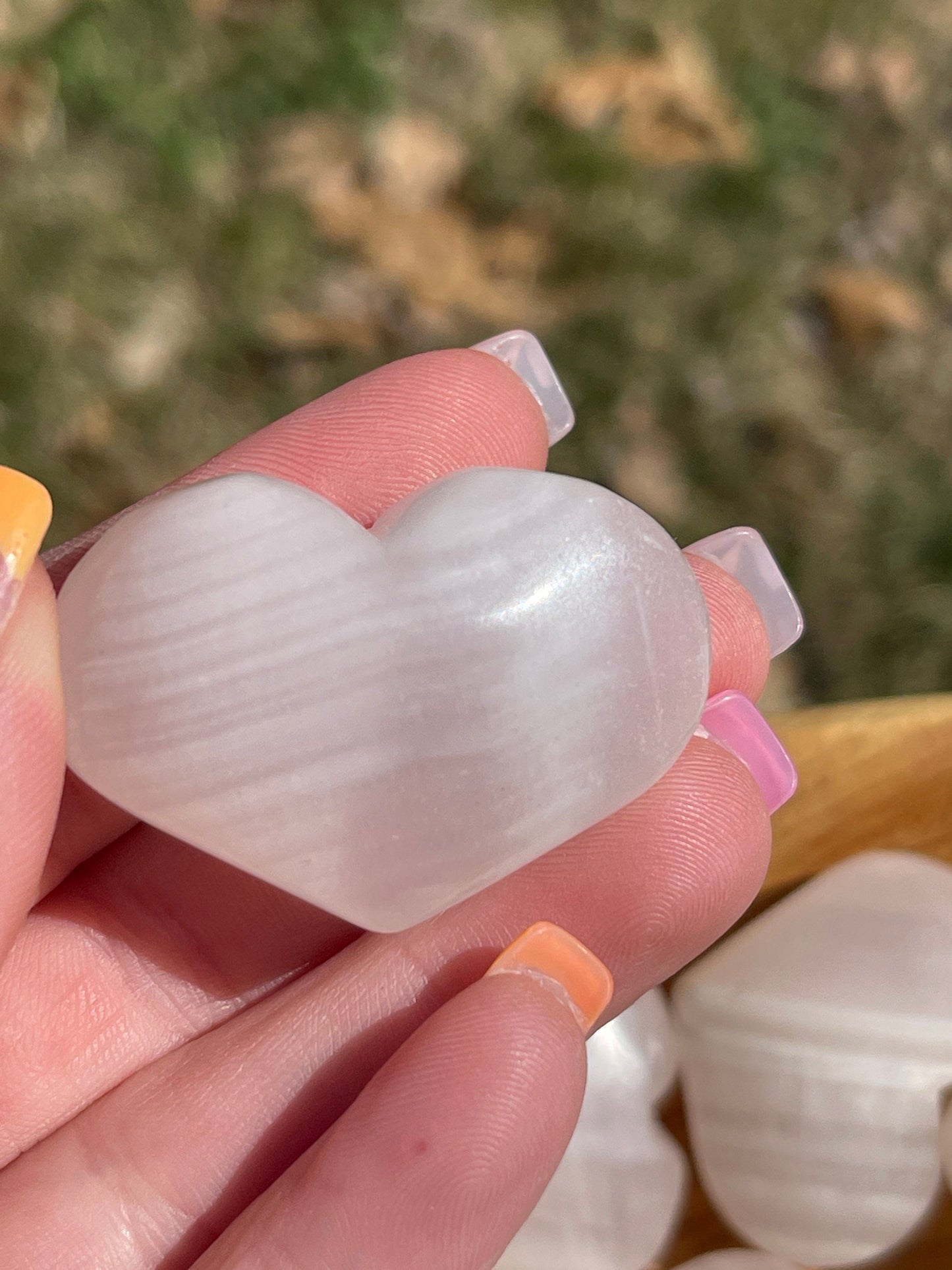 Pink Calcite Crystal Heart Carving