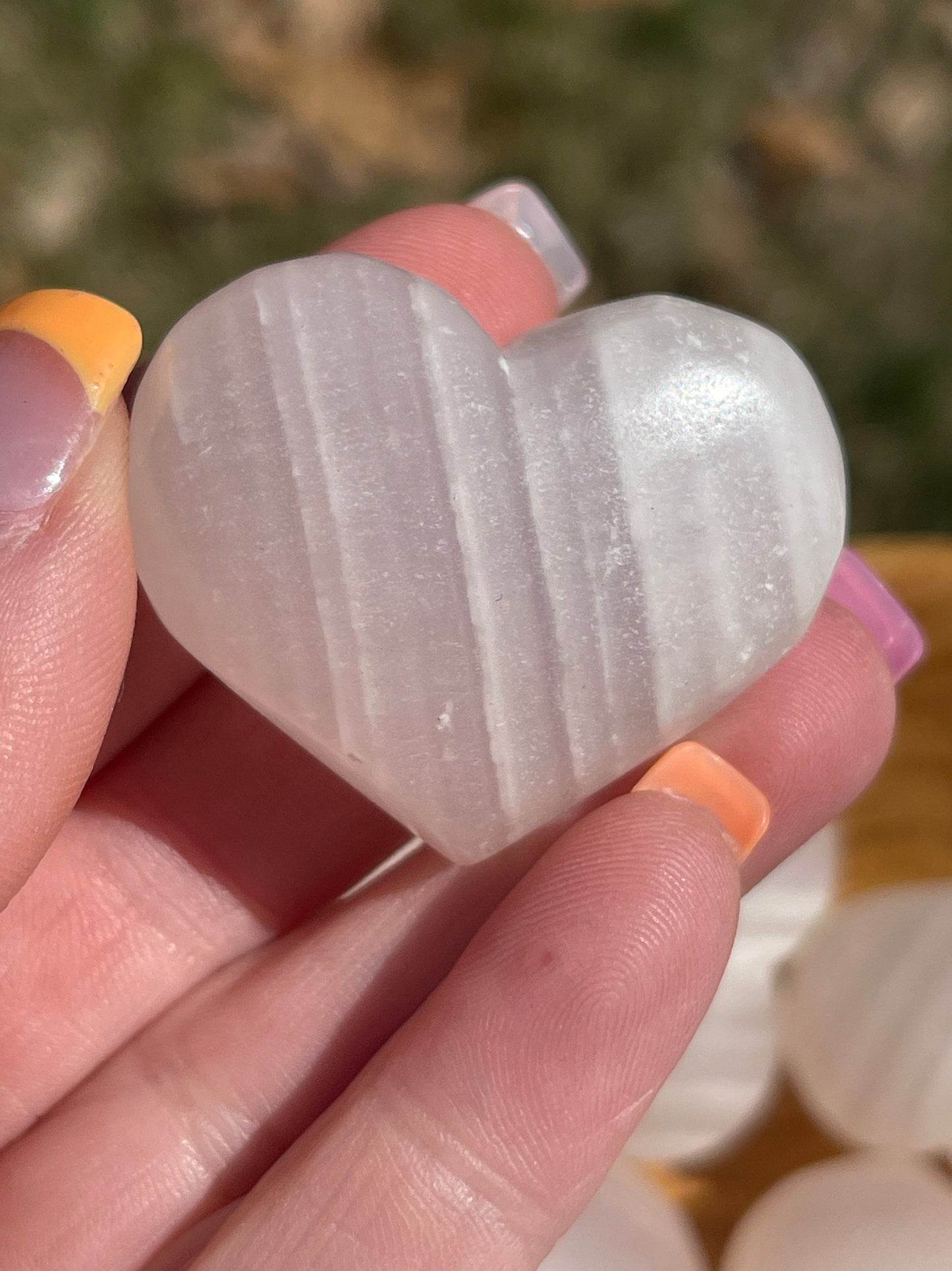 Pink Calcite Crystal Heart Carving