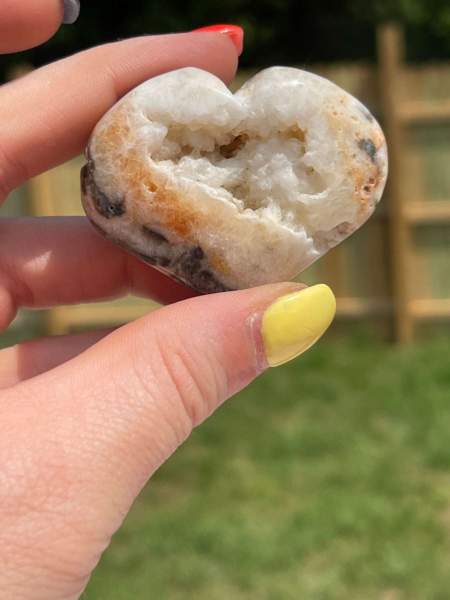 Druzy Sphalerite Heart Palm Stone