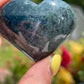 Moss Agate Heart Palm Stone: Crystal Carving, Meditation Gift
