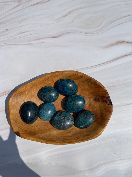 Blue Apatite Crystal Palm Stone