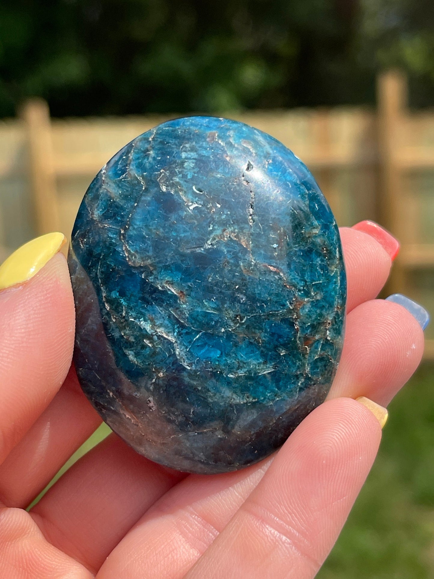 Blue Apatite Crystal Palm Stone