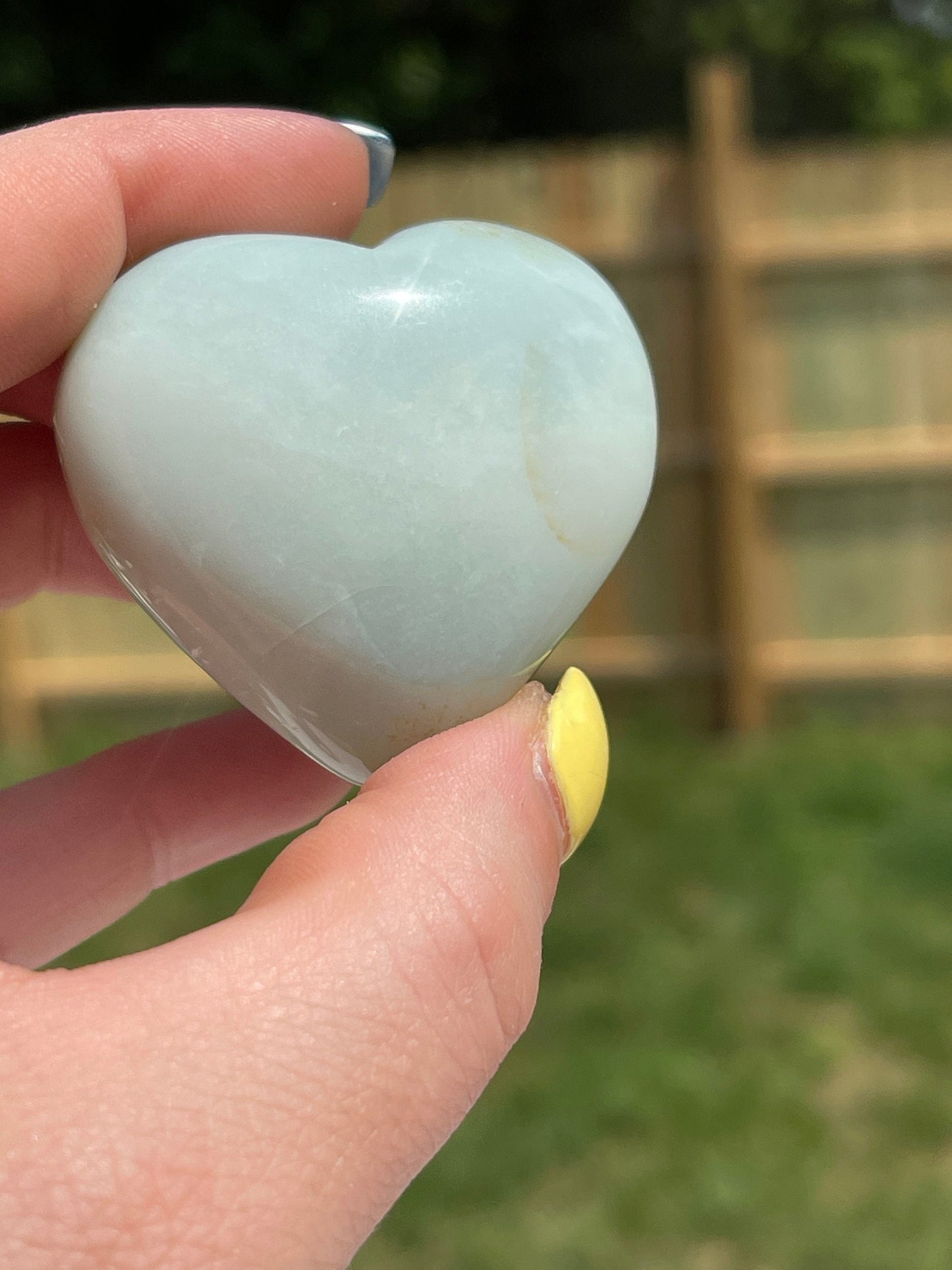 1 Higher quality green flower agate heart palm stone