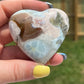 1 Higher quality green flower agate heart palm stone