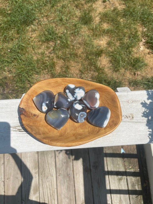 Orca Agate Heart Palm Stone