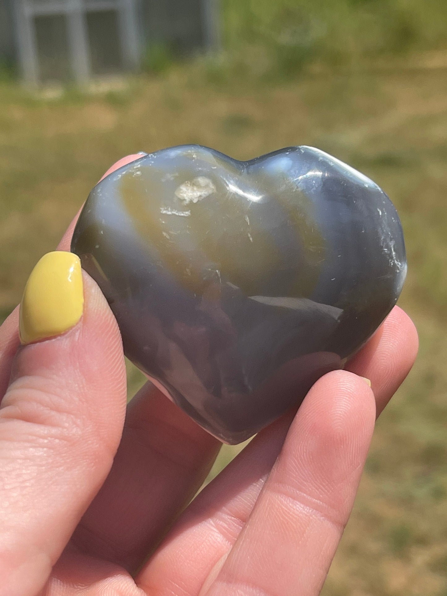 Orca Agate Heart Palm Stone