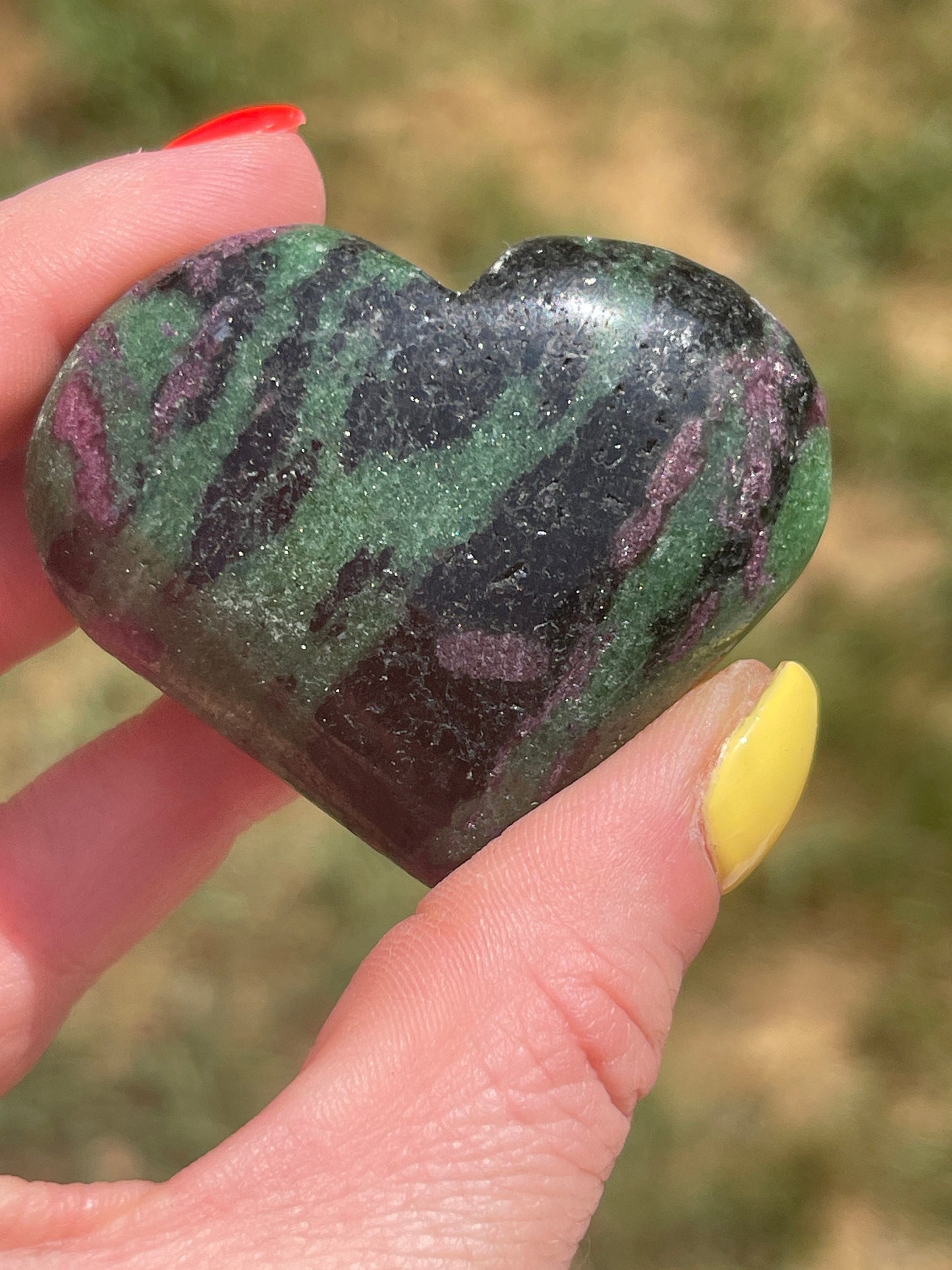 Ruby Zoisite Heart Carving