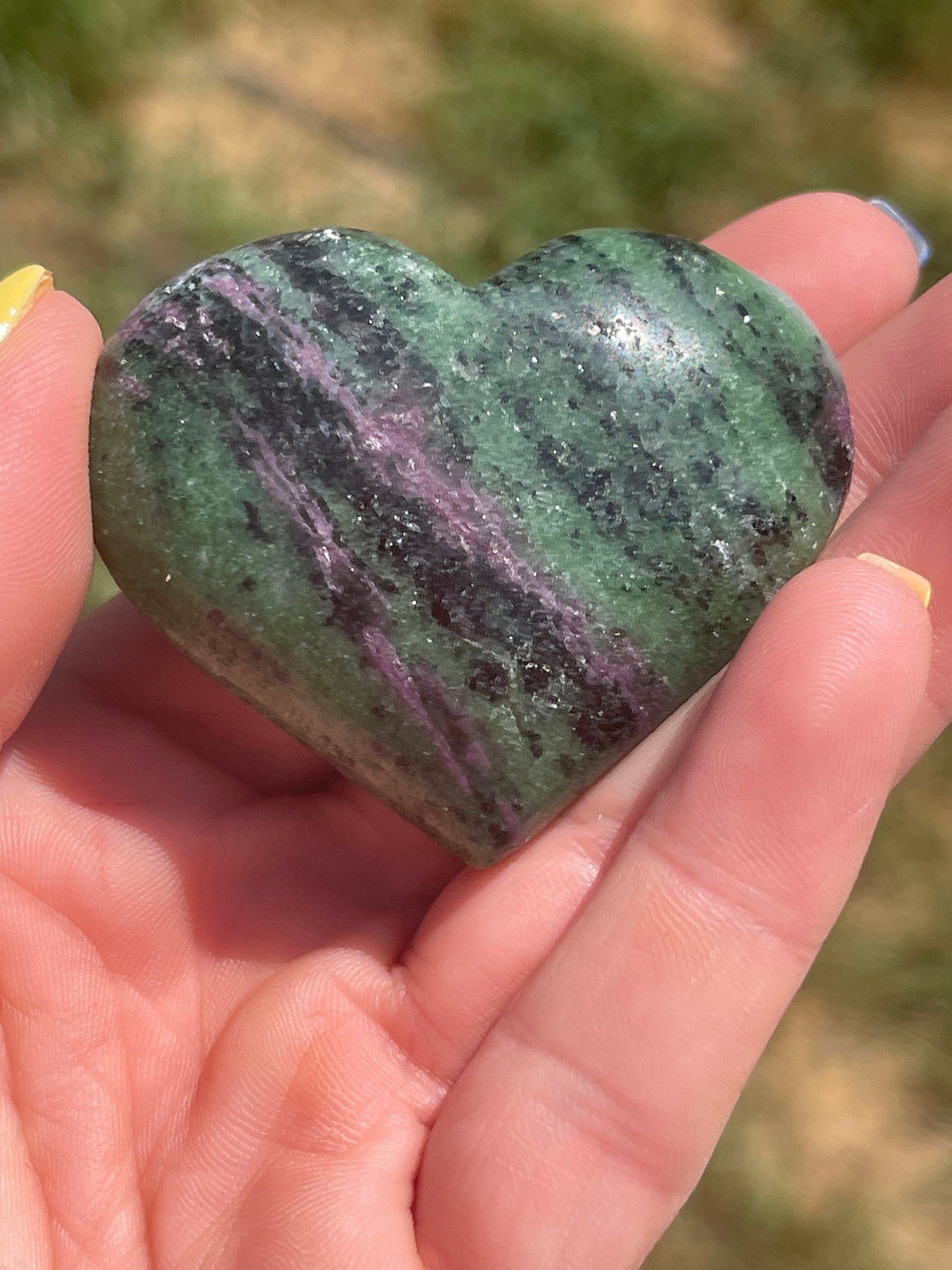 Ruby Zoisite Heart Carving