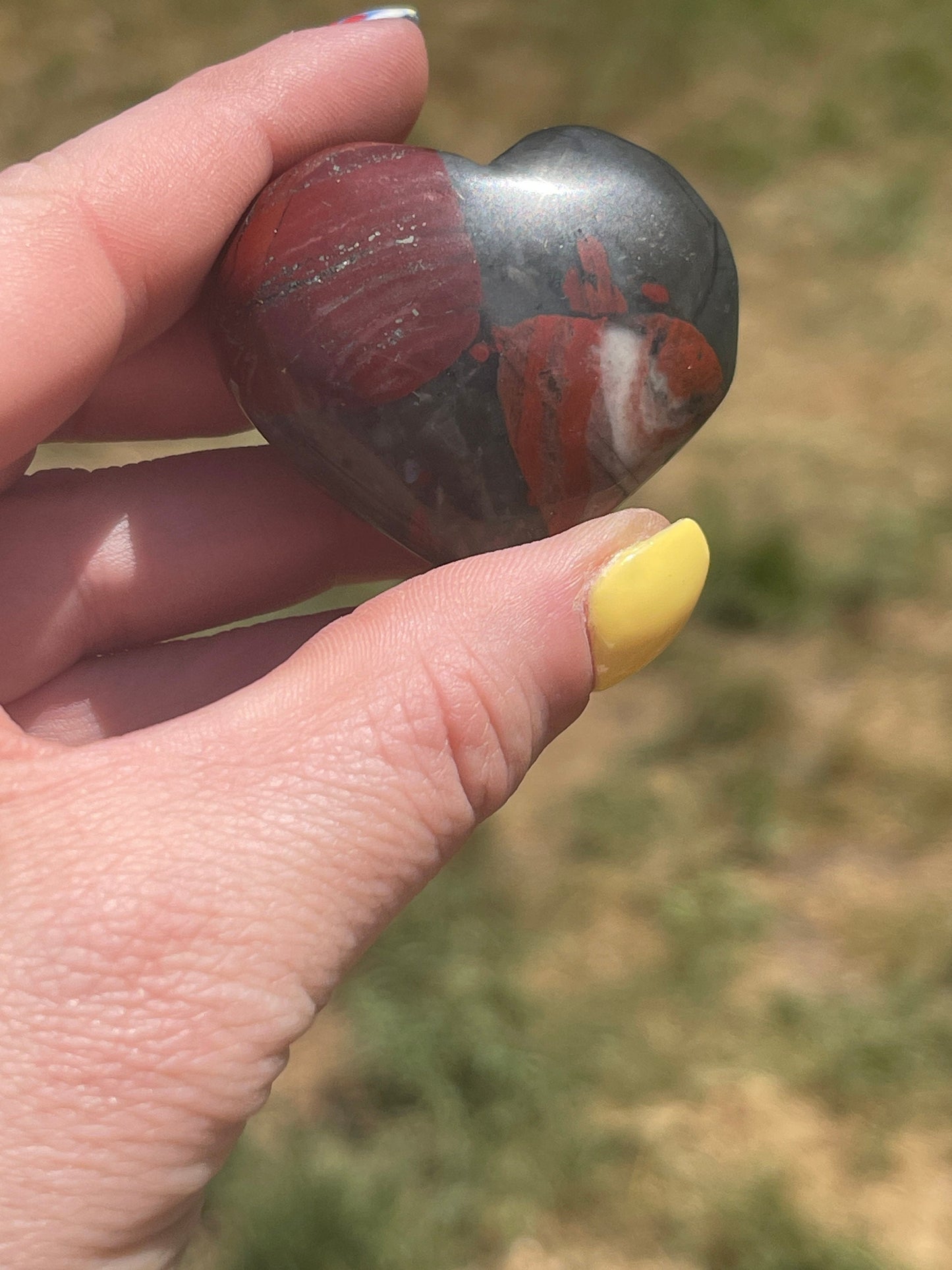 1 African Bloodstone Crystal Heart Carving with Pyrite | meditation | palm stone | abundance