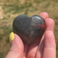 1 African Bloodstone Crystal Heart Carving with Pyrite | meditation | palm stone | abundance