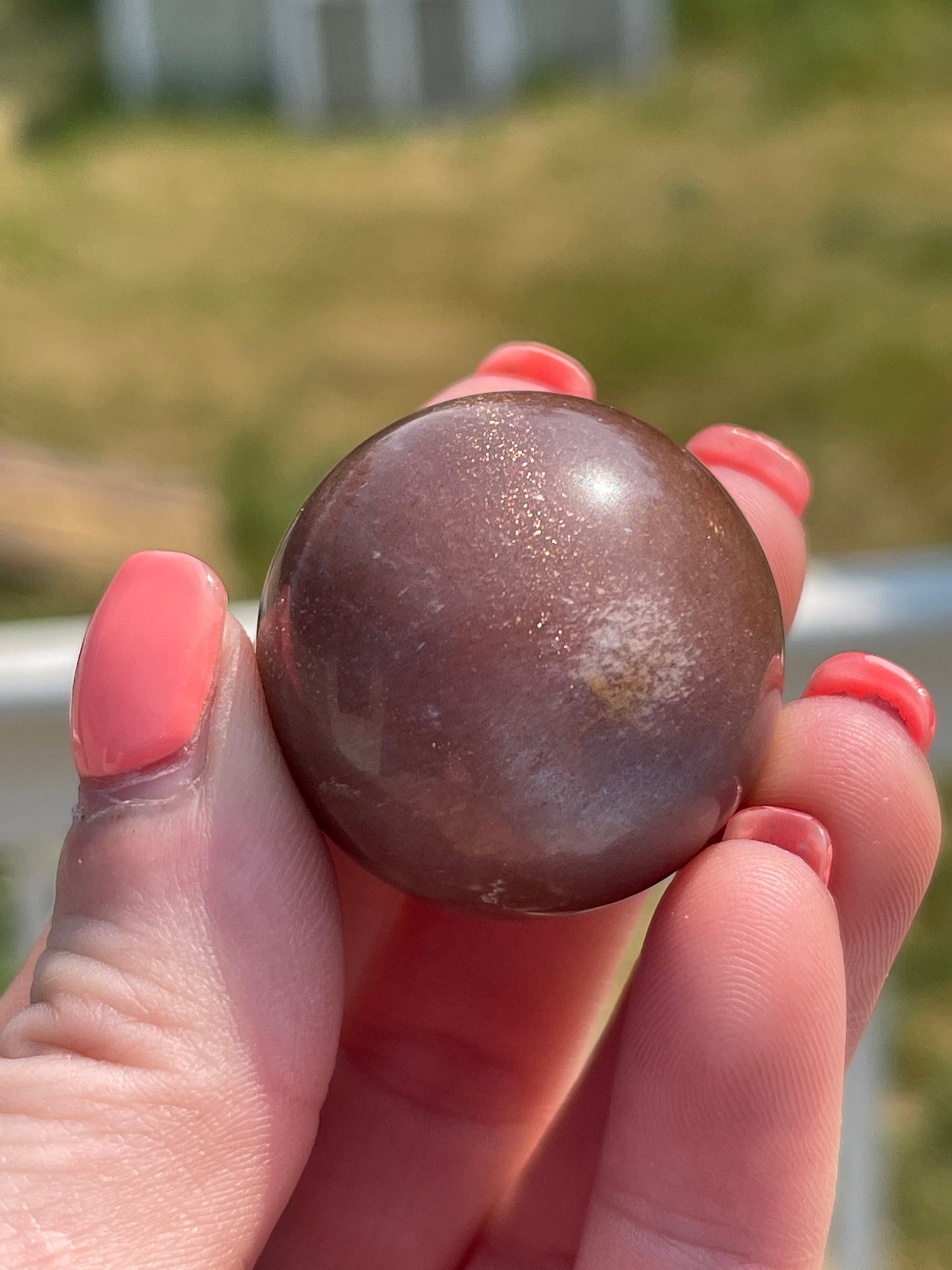 1 Peach moonstone mini sphere | crystal carving | meditation crystal | pocket stone
