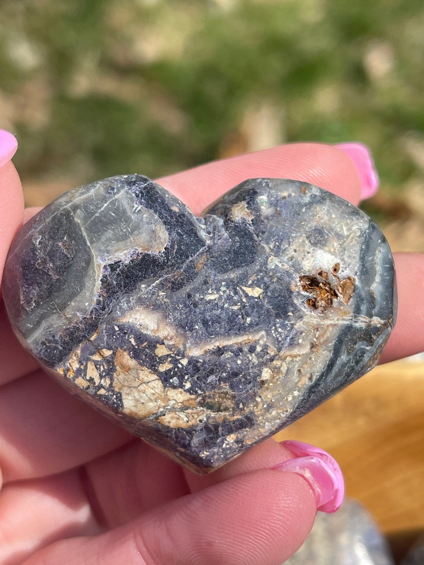 Purple Breccia Jasper Heart Carving: Grounding Meditation Crystal
