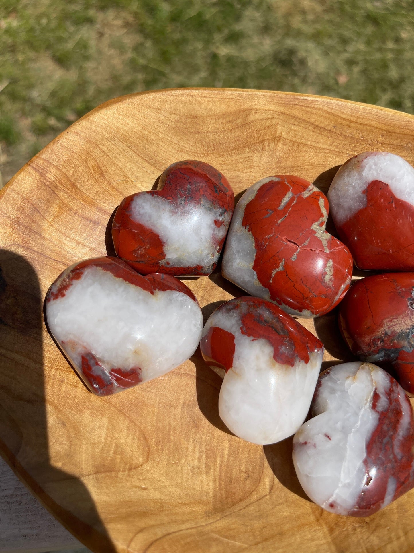 Red Jasper Heart Palm Stone