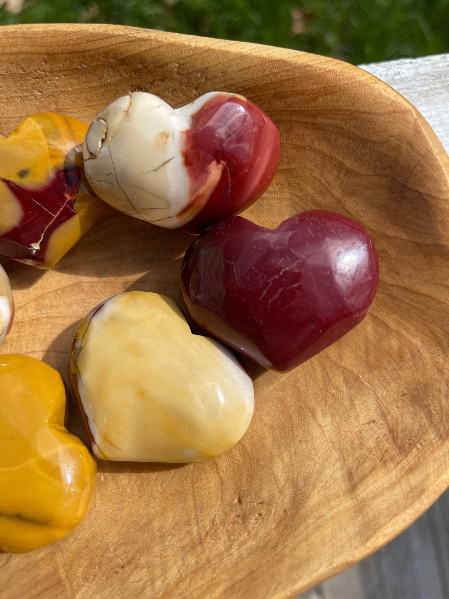 Mookaite Jasper Heart Palm Stone: Meditation Crystal Carving