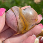 Mookaite Jasper Heart Palm Stone: Meditation Crystal Carving