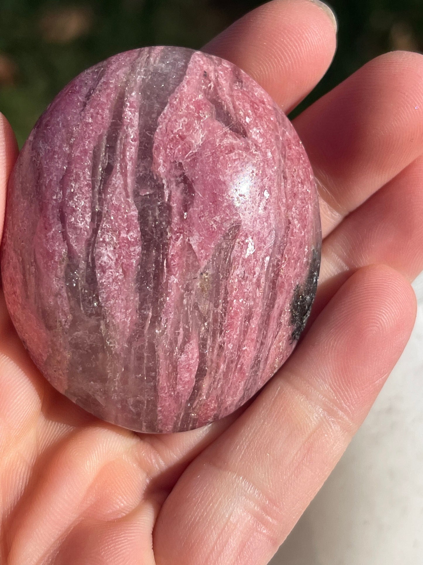 1 Rhodonite Palm Stone
