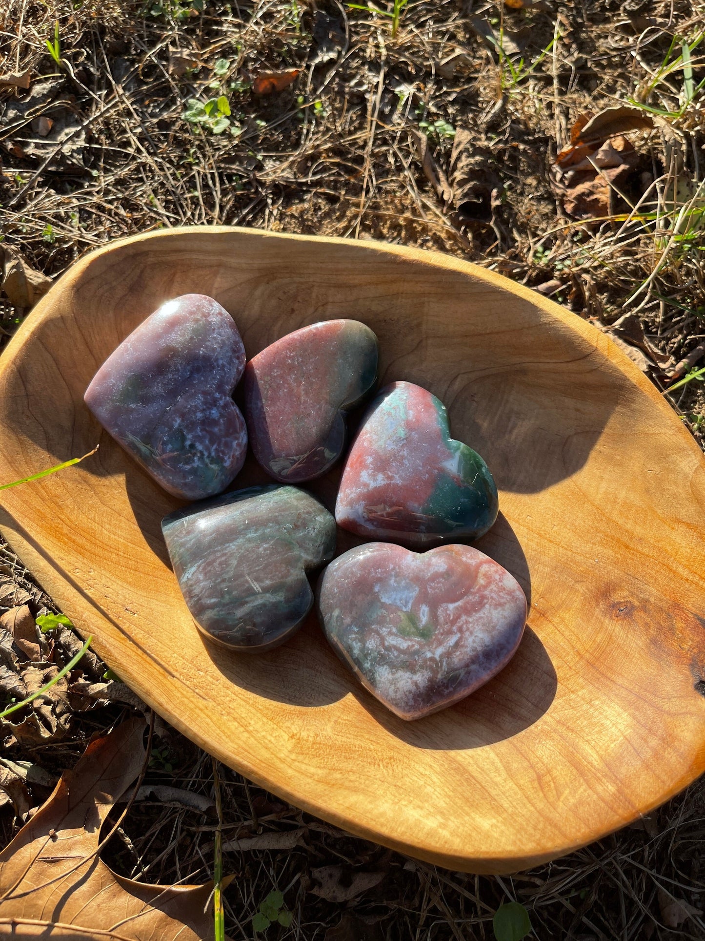 1 Ocean Jasper Heart Palm Stone