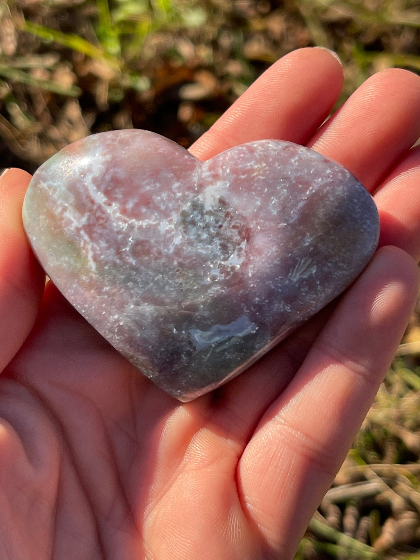 1 Ocean Jasper Heart Palm Stone