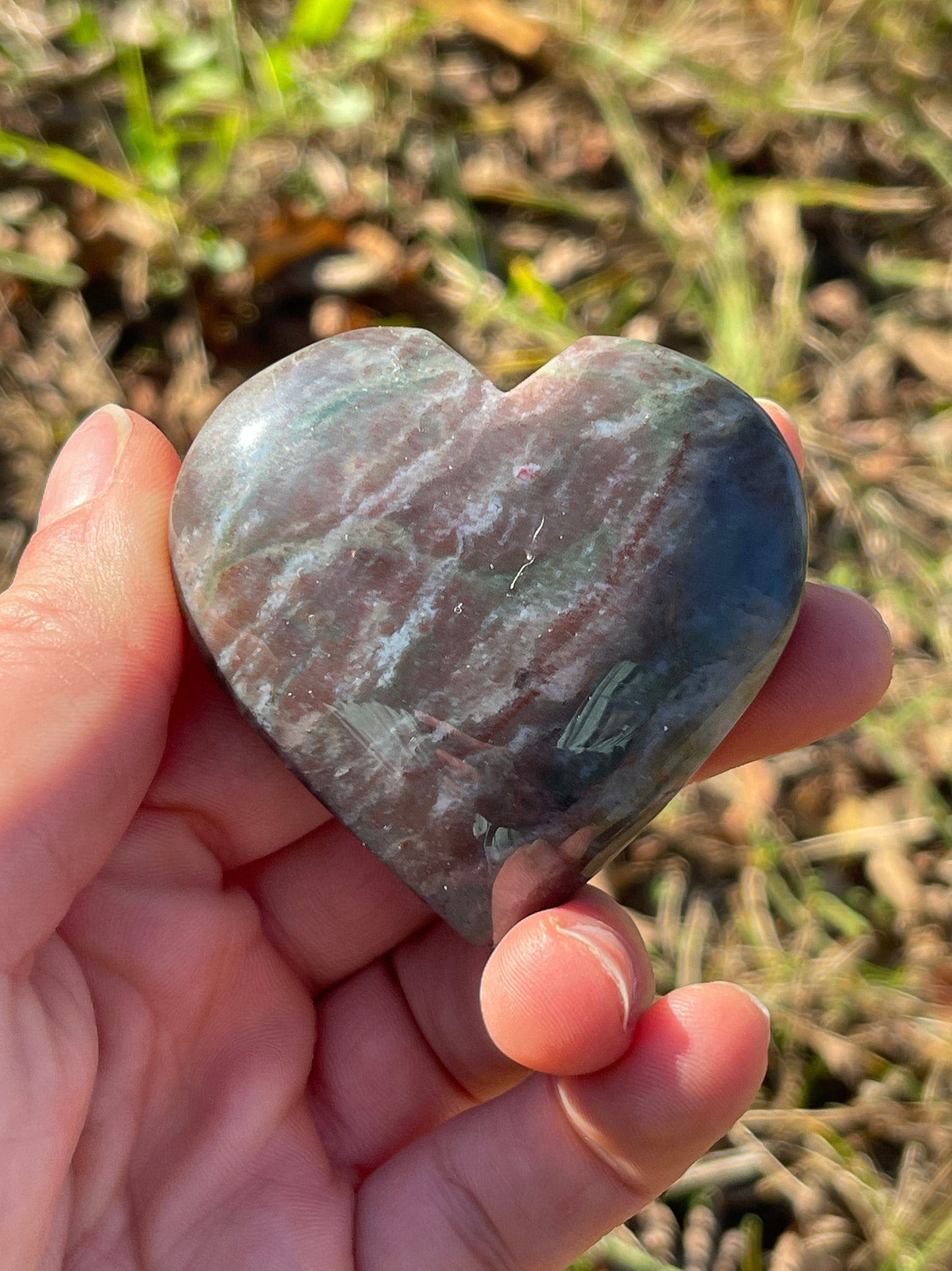 1 Ocean Jasper Heart Palm Stone