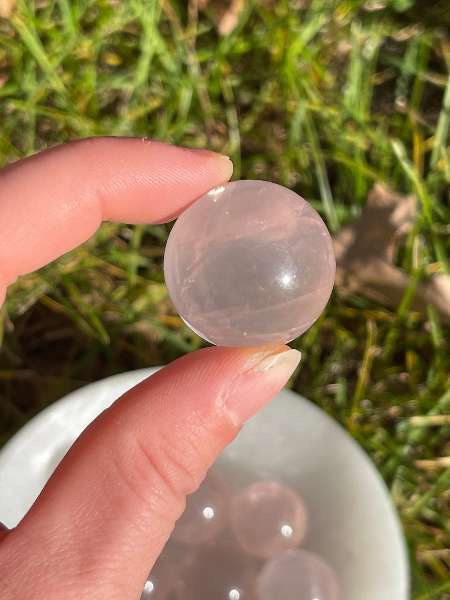 1pc Rose Quartz Mini Sphere with Star Flash