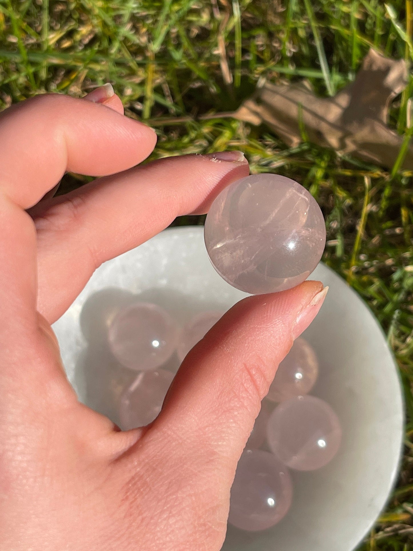 1pc Rose Quartz Mini Sphere with Star Flash