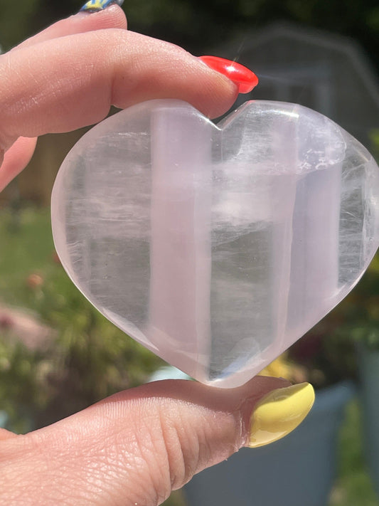 Lavender Fluorite Heart Palm Stone