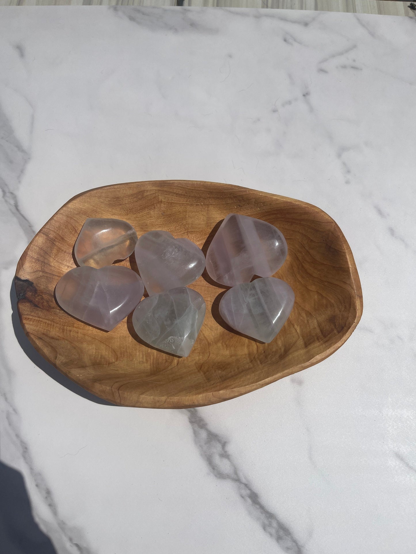 Lavender Fluorite Heart Palm Stone