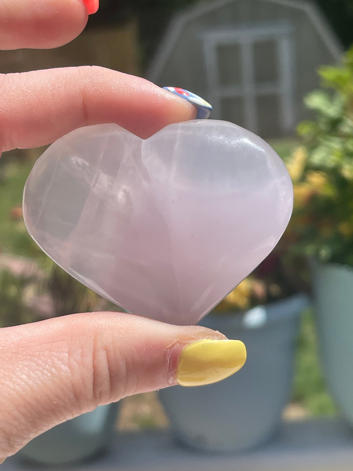 Lavender Fluorite Heart Palm Stone