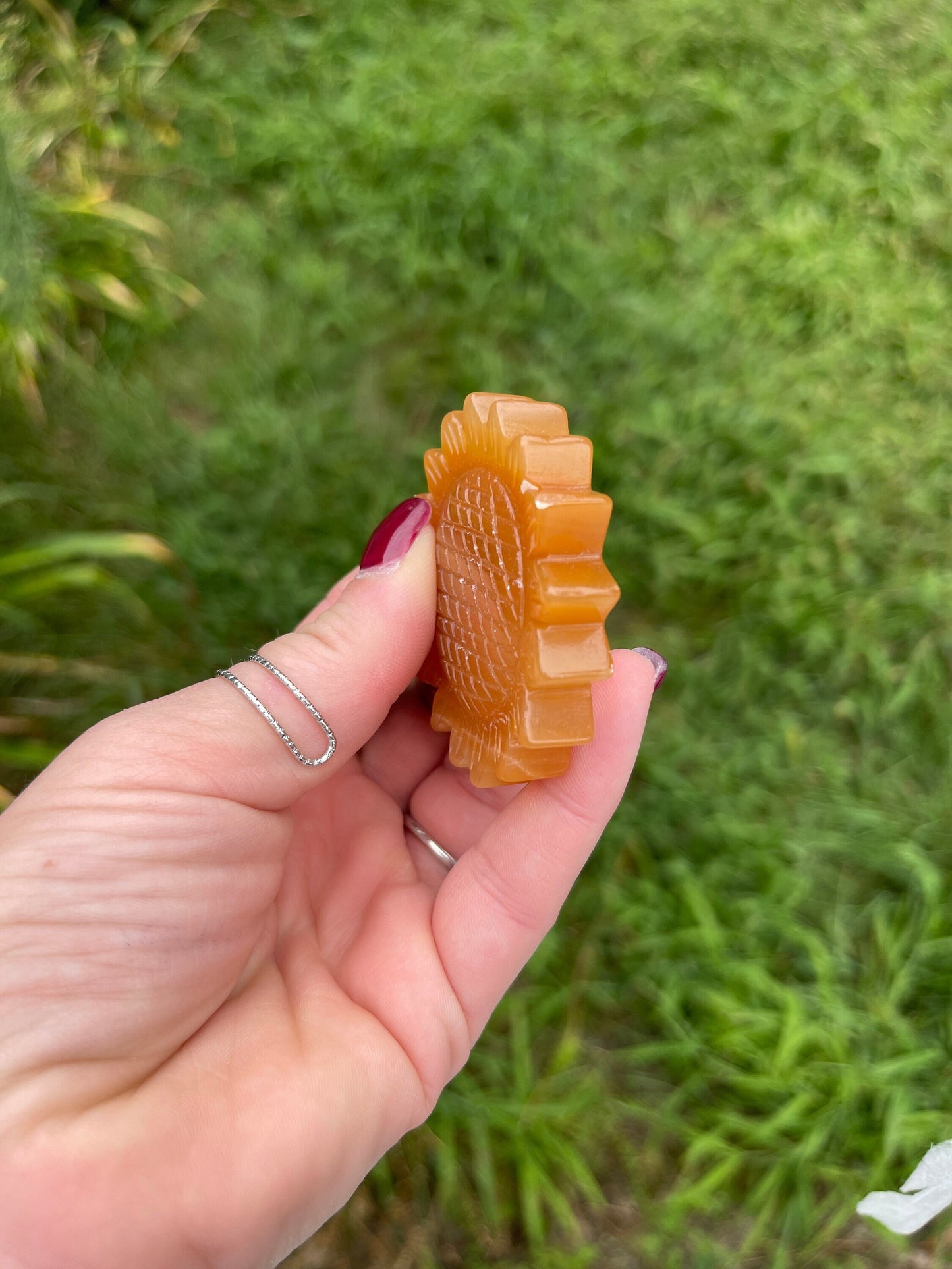 1 Honey Calcite Sunflower Carving