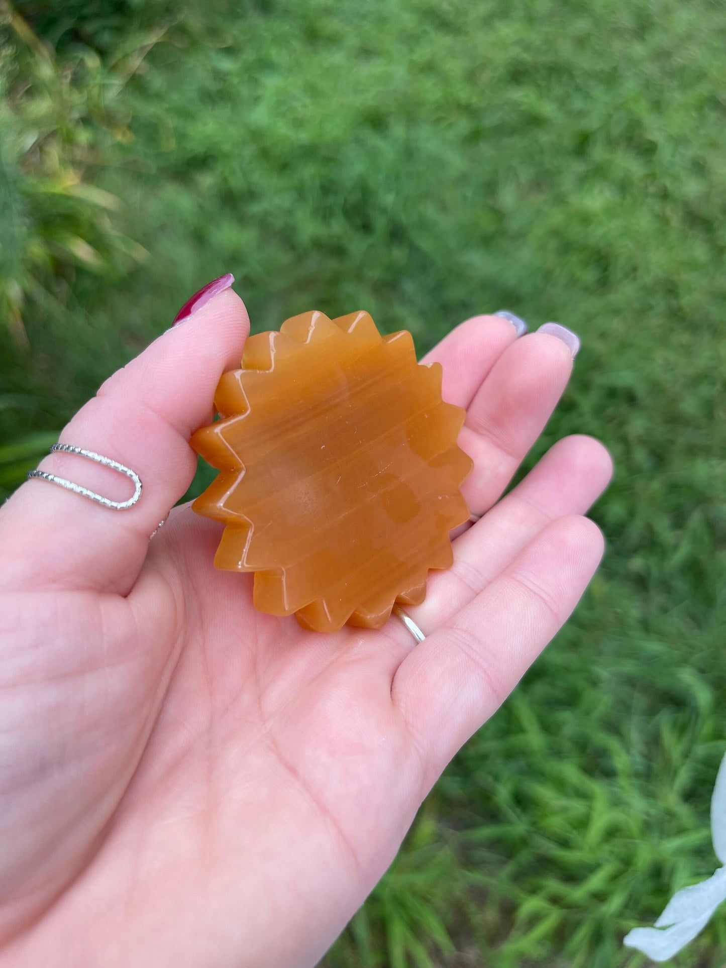 1 Honey Calcite Sunflower Carving