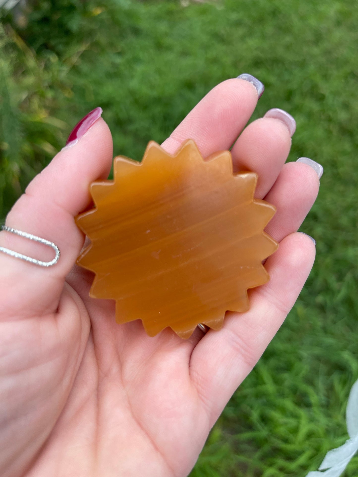 1 Honey Calcite Sunflower Carving