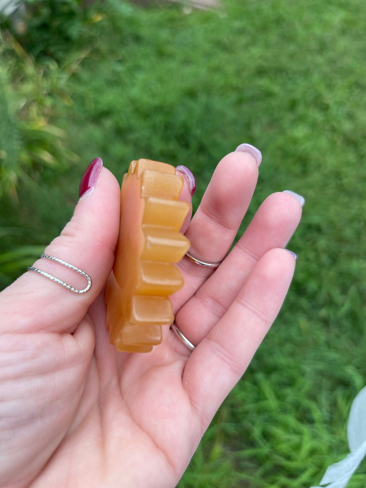 1 Honey Calcite Sunflower Carving