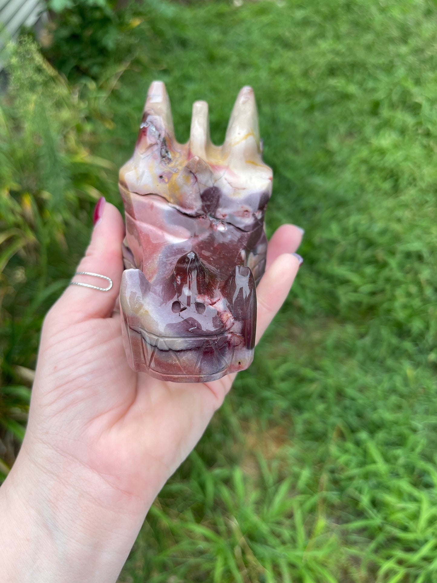 Heavy Mookaite Dragon Head Carving