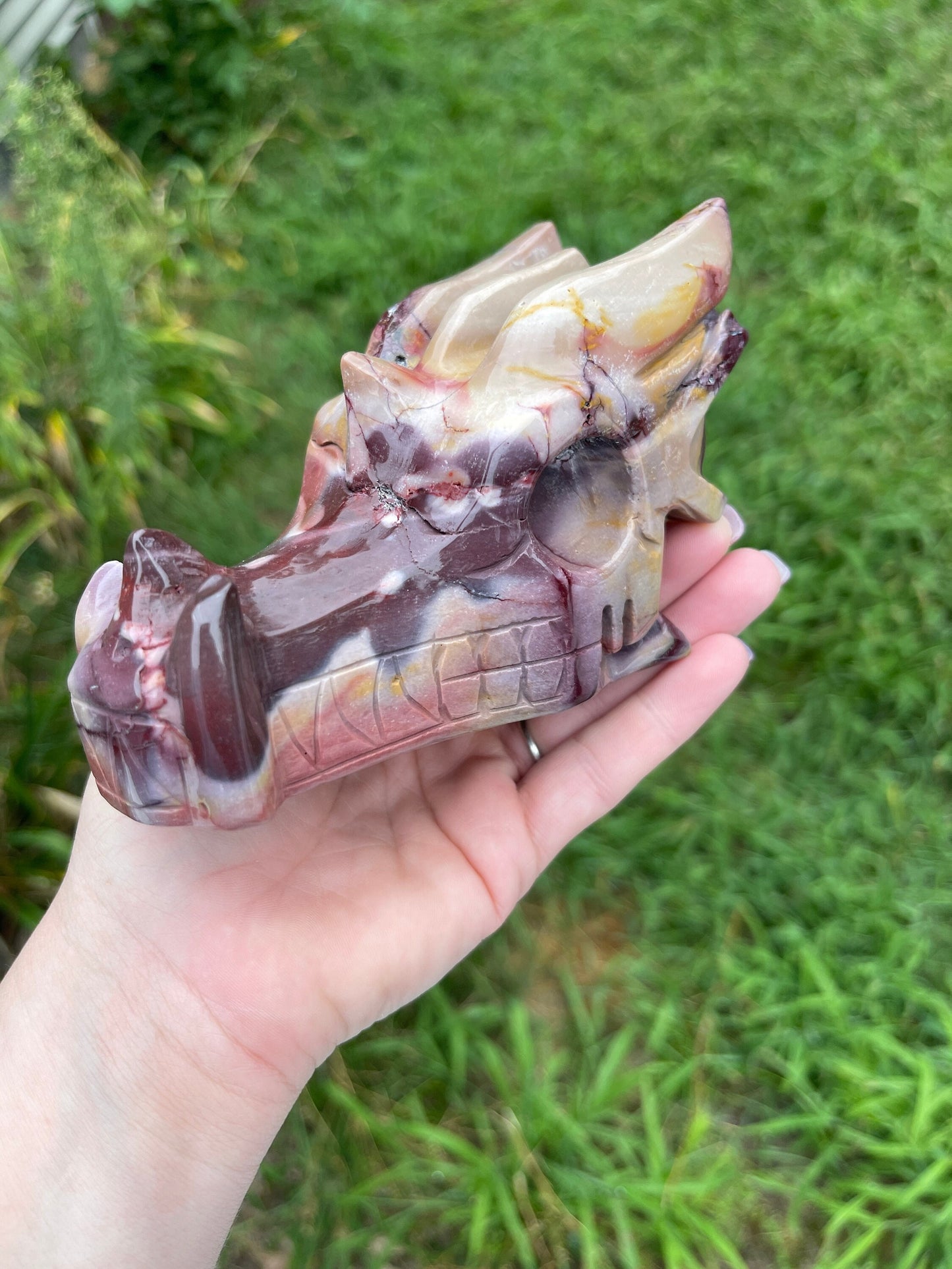 Heavy Mookaite Dragon Head Carving