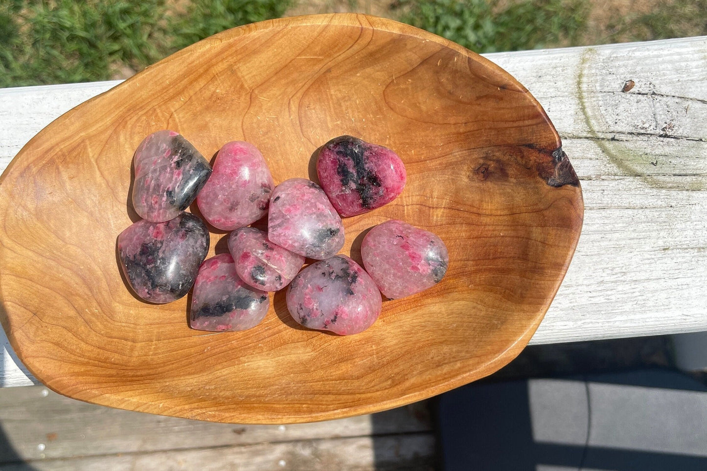 1 Rhodonite Heart Palm Stone